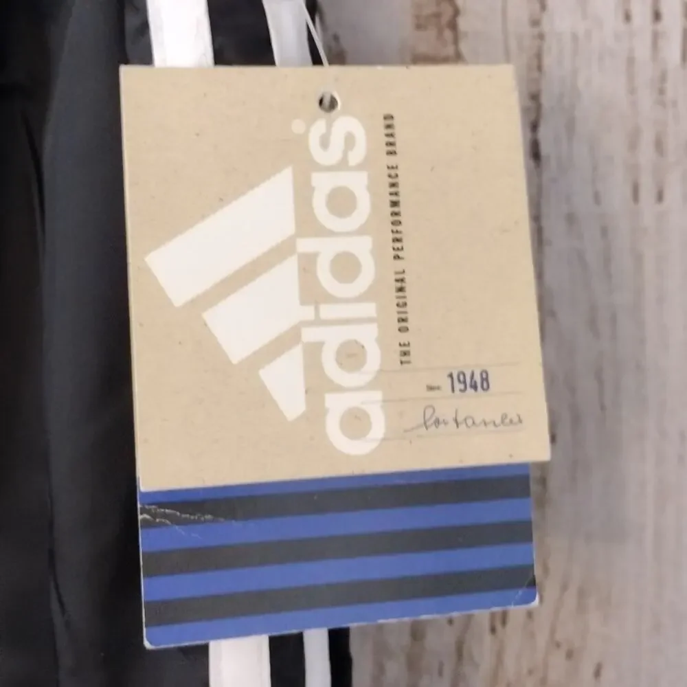 Adidas Vintage 1998 NEW DEADSTOCK Black 3-Stripe Nylon Swish Track Pants Mens XL